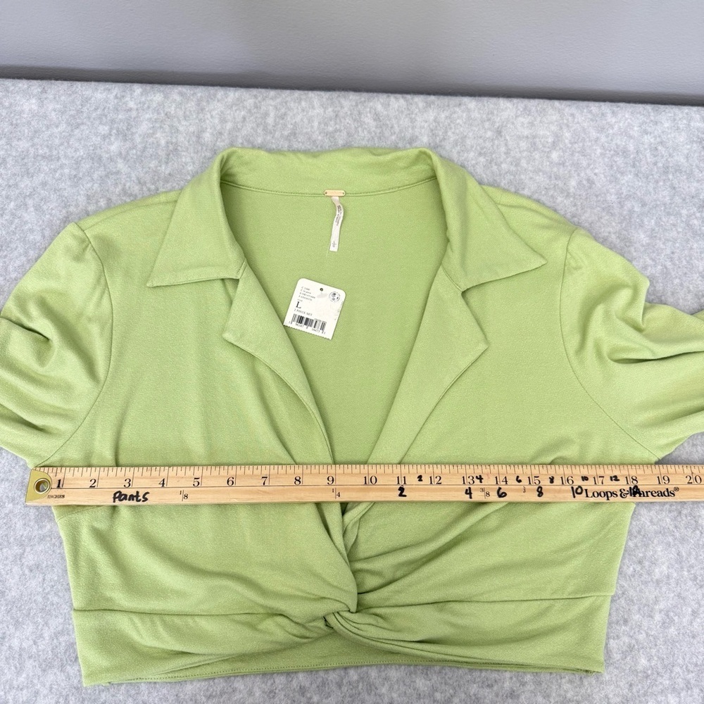 FREE PEOPLE Clara Ruched Long Sleeve Shirt & Skirt Set in La Pera Large NWT - Picture 13 of 16
